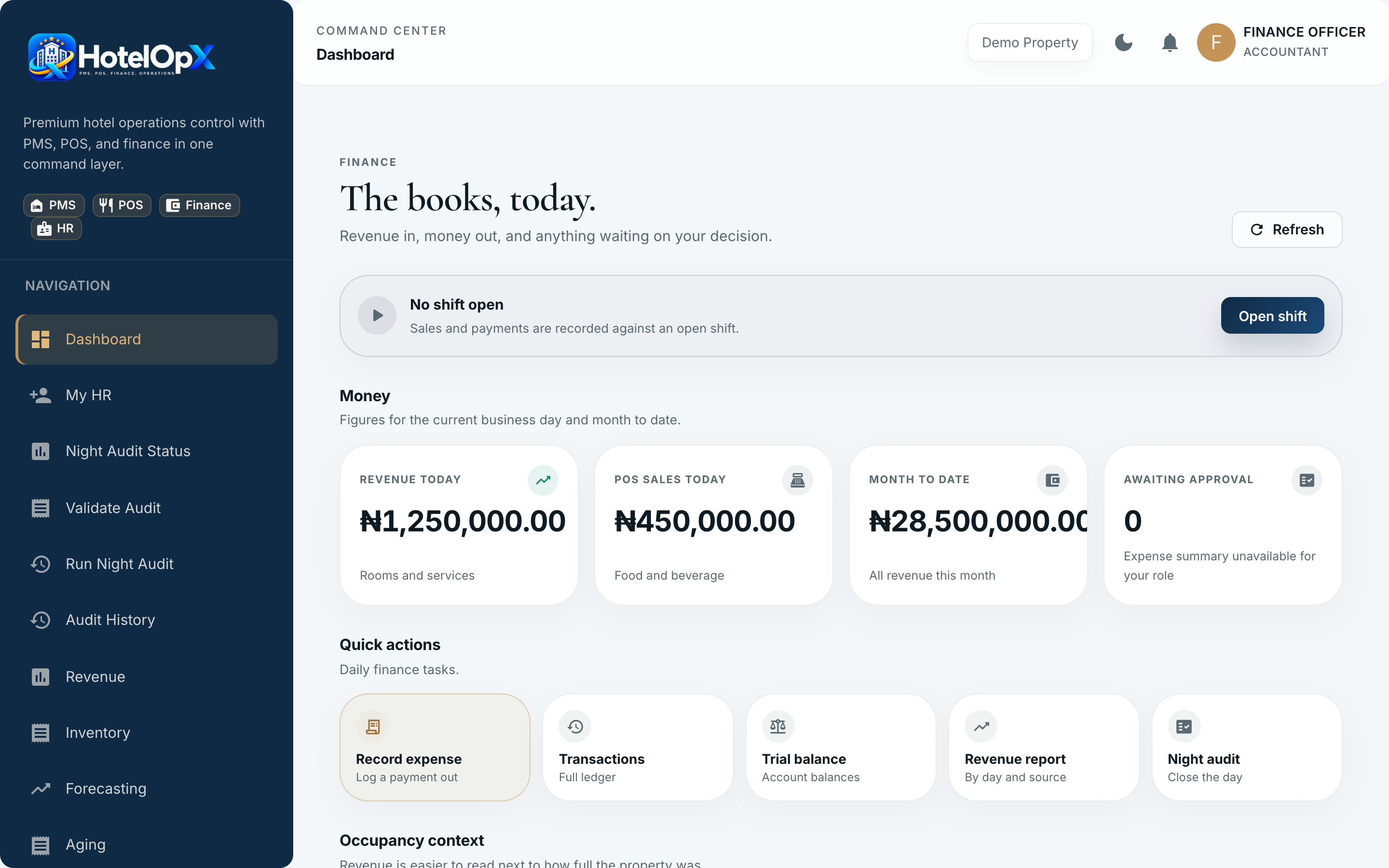 HotelOpX Finance